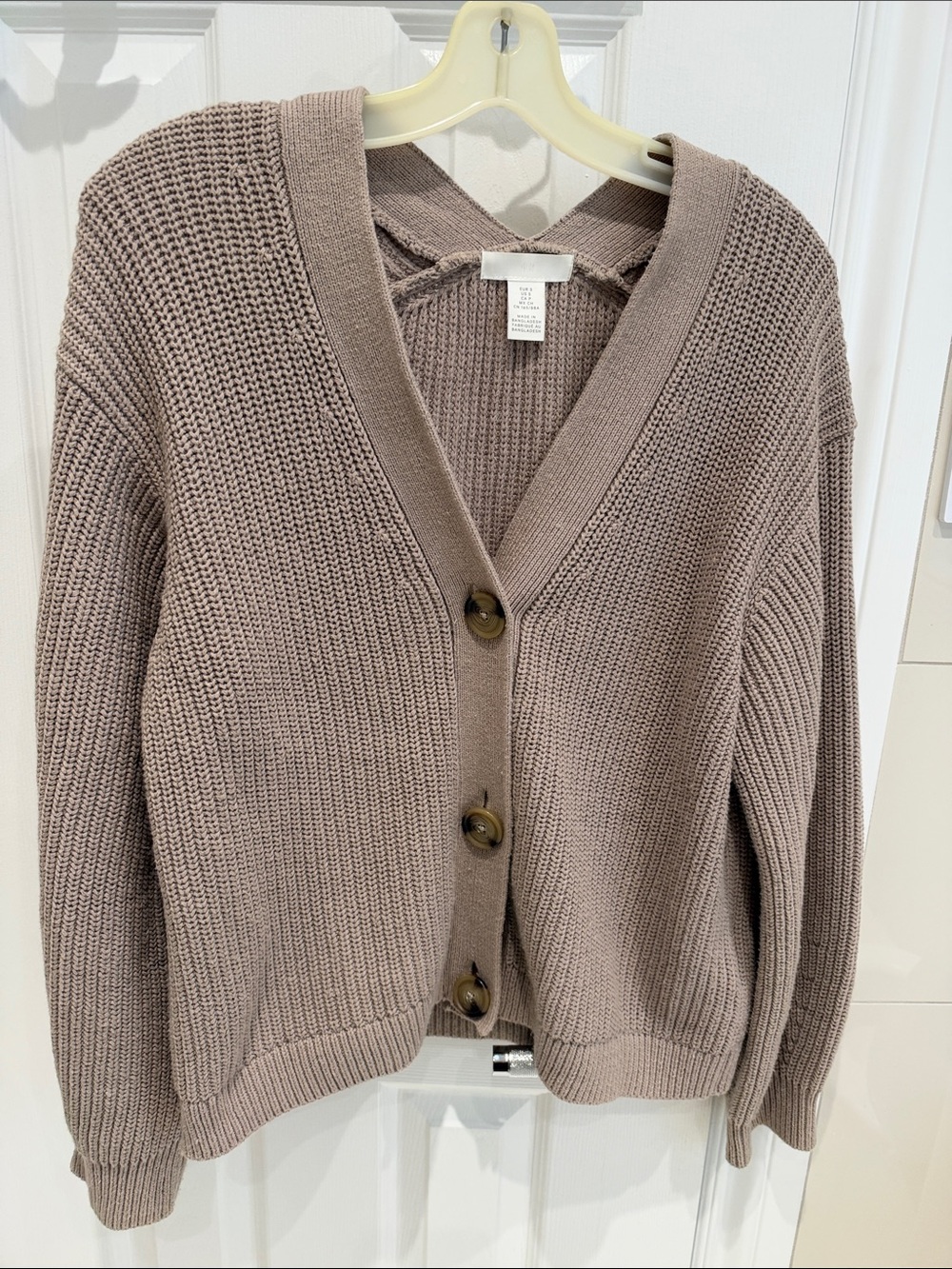 H&M Taupe Brown Button-Front Knit Cardigan